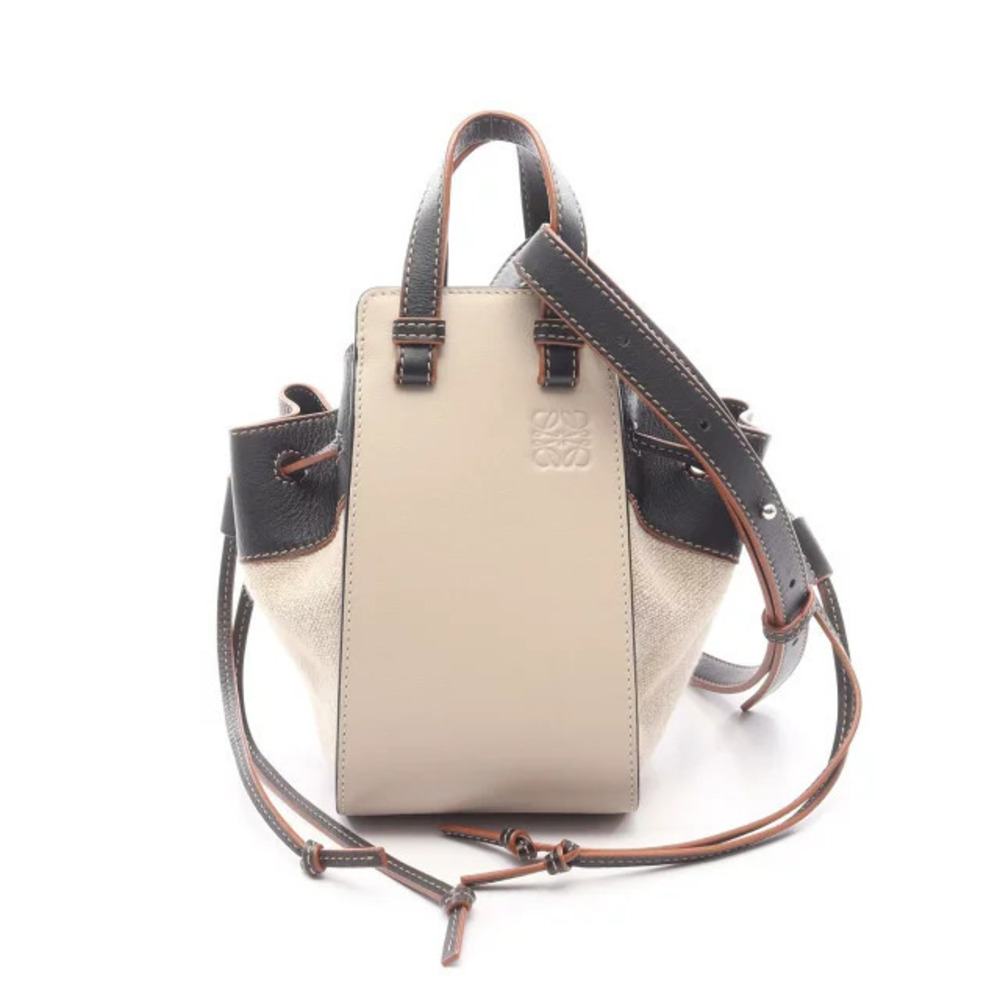 Loewe Hammock Drawstring Bag Handbag Leather Beige Cream Black